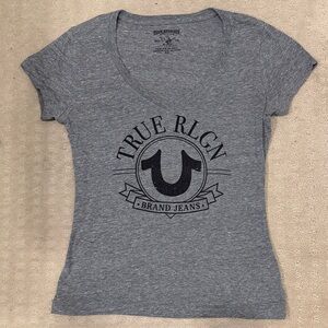 True Religion Heather Gray Logo Tee